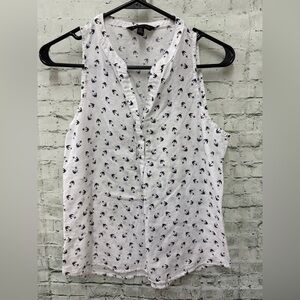 Banana Republic White Tank Top Navy Anchor Print sz XS